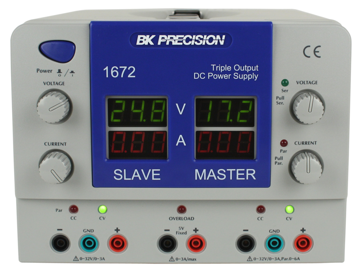 BK Precision Digital Bench Power Supply, 3-Output 0 V ac to  32V, 207 W, 3 A Max
