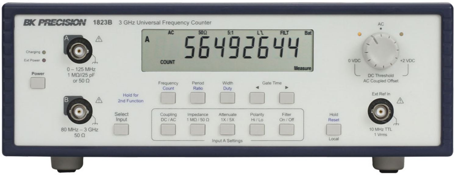 BK Precision 1823B Frequency Counter, 0.001 Hz Min, 3 GHz Max, 10 Digits Resolution, RSCAL
