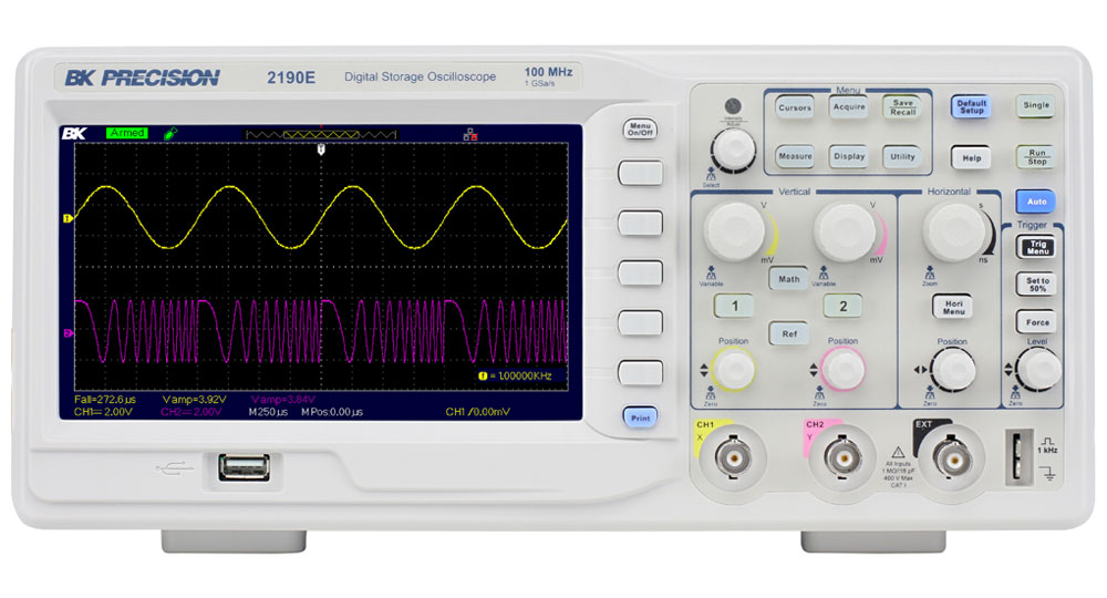 BK Precision 2190E Series, 100 MHz Bench Oscilloscope 2-Channel - RSCAL