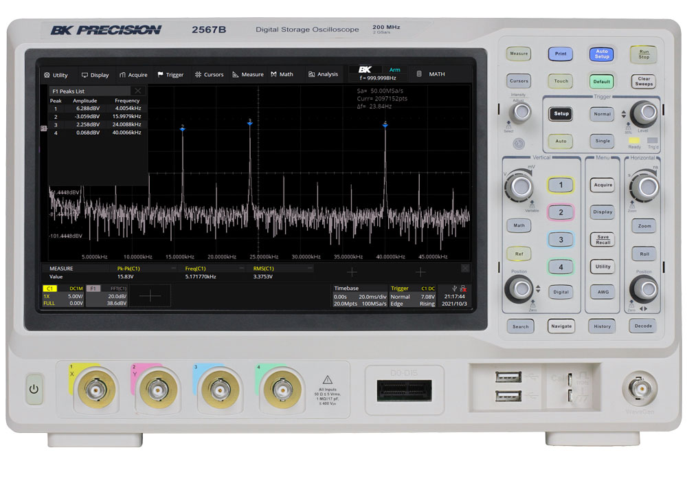 BK Precision 2560B Series, 200 MHz Bench Oscilloscope 4-Channel