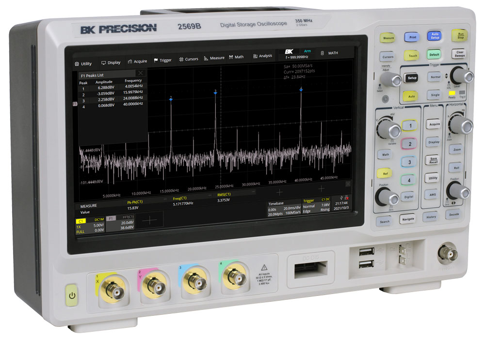 bk2569b BK Precision 2560B Series, 350 MHz Bench Oscilloscope 4-Channel