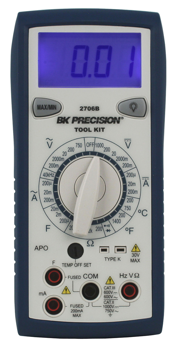 BK Precision Handheld Digital Multimeter, 200 mA ac, 200 mA dc, 750 V ac - UKAS Calibrated