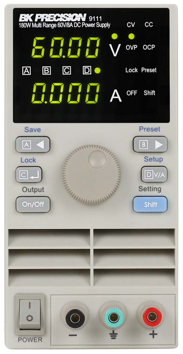 BK Precision Digital Bench Power Supply, 1-Output 0 V ac to  60V, 180 W, 8 A Max, UKAS