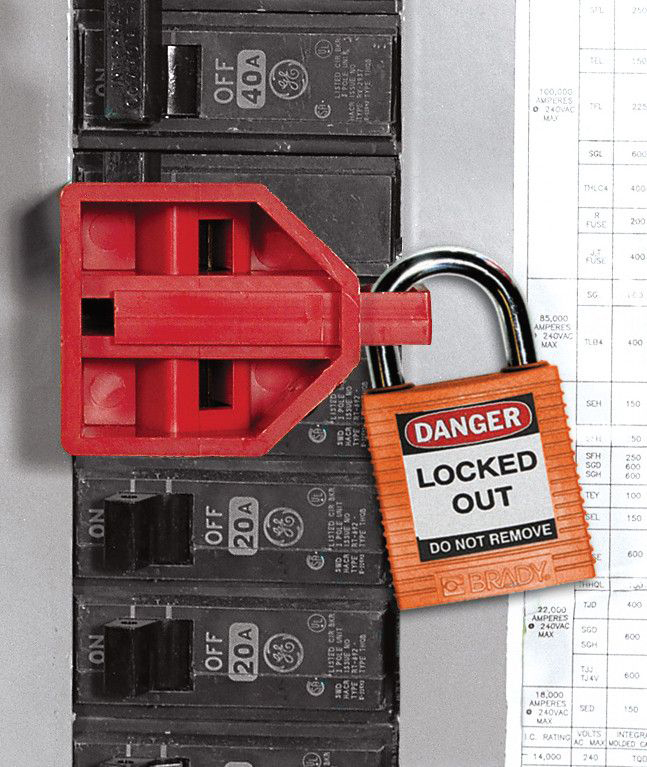bl03 Brady Red 1-Lock Lockout Nylon Circuit Breaker Switch Lockouts, 7.14 mm