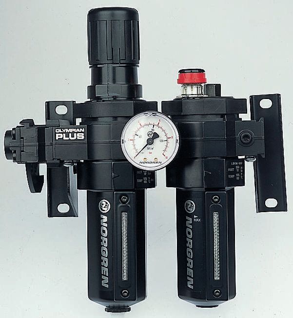 Norgren 3/8 in FRL, Automatic Drain, 40 μm Filtration Size Integrated Pressure Gauge