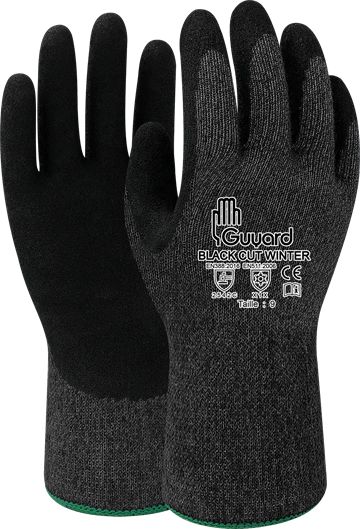 GUYARD Black Cut Winter Black Acrylic, HPPE, Lycra Work Gloves, Size 11, Latex Coating