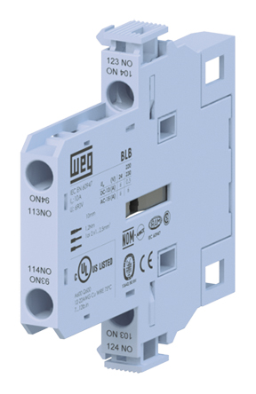 WEG Auxiliary Contact Block, 2 Contact, 2 NC, BLB, Side, 10 A, 690V ac, BLB-02 EN