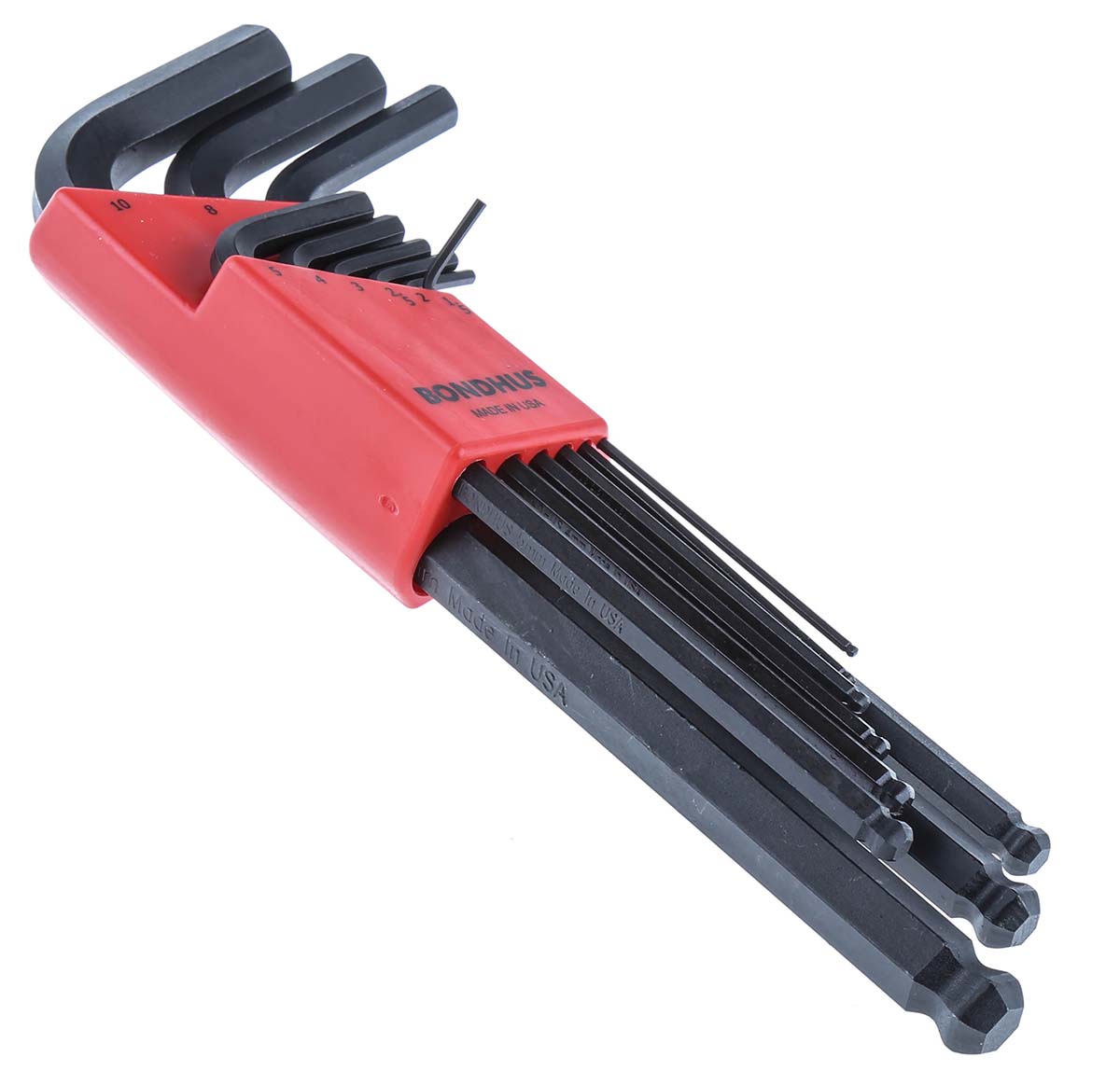 blx9mm Bondhus 9 piece L Metric Hex Key Set, Hex size 1.5 → 10 mm
