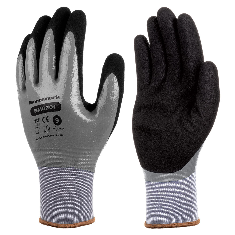 Skytec Elements BMG201 Black, Grey Nitrile, Polyester Work Gloves, Size 7, Nitrile Coating