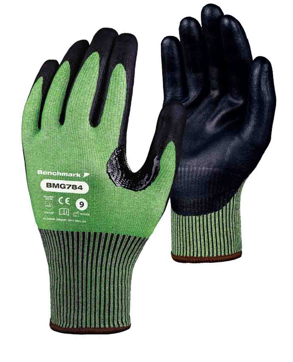 Skytec BMG784 Black, Green HPPE, Metal Fibre, Nylon Work Gloves, Size 10, Nitrile Foam Coating