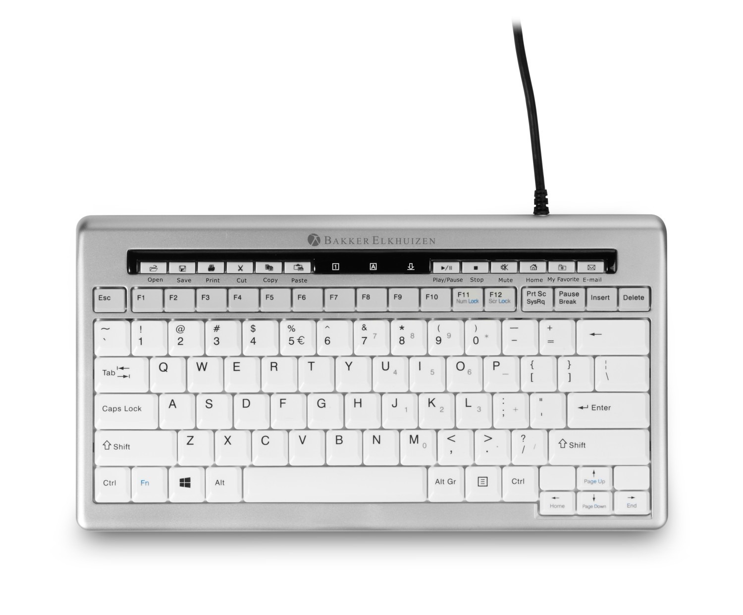 Bakker Elkhuizen BNES840DUK Wired Wire Compact Keyboard, QWERTY (UK), White, Grey