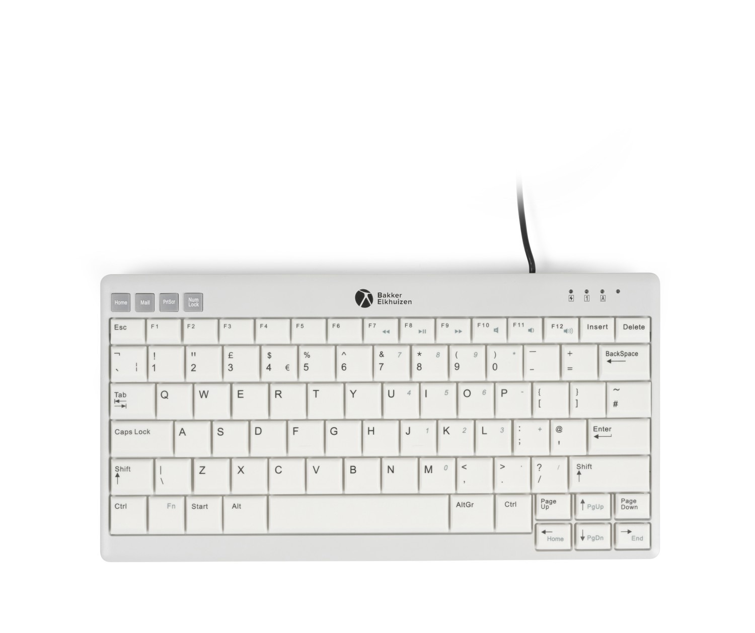Bakker Elkhuizen BNEU950V2UK Wired Wire Compact Keyboard, QWERTY (UK), Grey