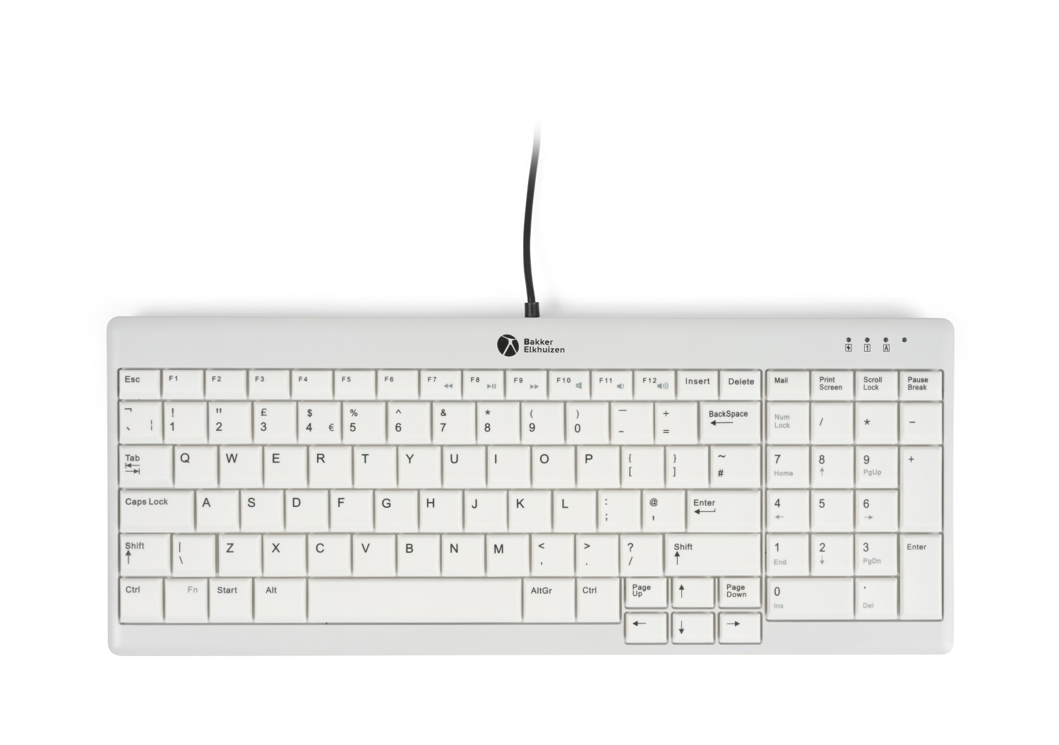 Bakker Elkhuizen BNEU960V2UK Wired Wire Compact Keyboard, QWERTY (UK), Grey
