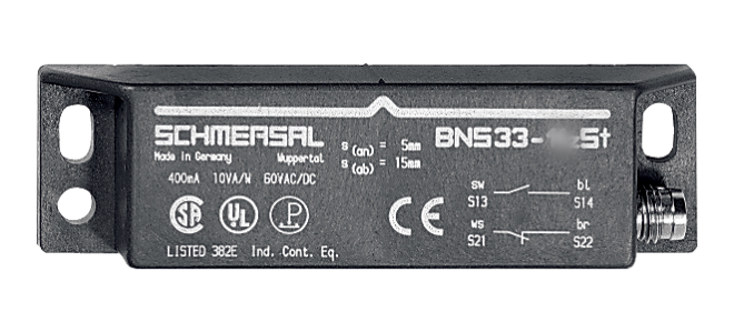 Schmersal BNS33 Series Magnetic Safety Switch, Plastic Housing, NO, NC, M8