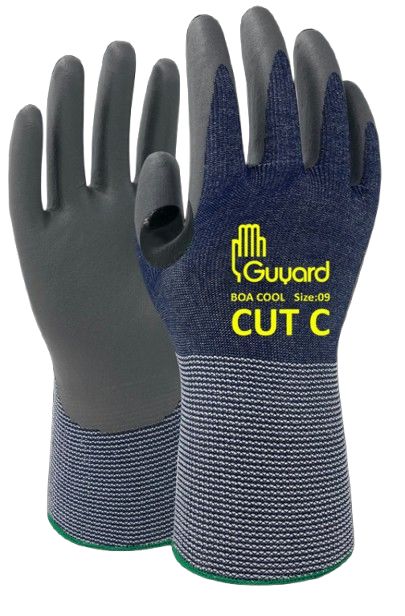 GUYARD BOA COOL Grey High Density Polyethylene, HPPE Work Gloves, Size 7, Nitrile Coating