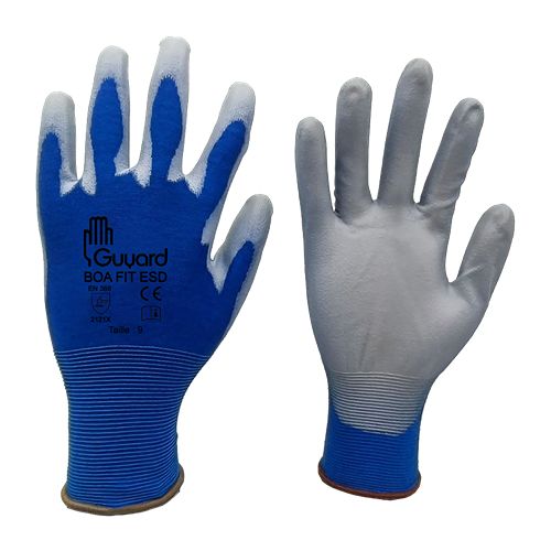 GUYARD BOA FIT ESD Grey Polyamide Glove, Size 6, Polyurethane Coating