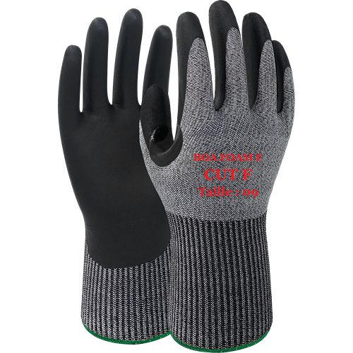 GUYARD BOA FOAM FULL F Black, Grey High Density Polyethylene Glove, Size 9, Nitrile Foam Coating