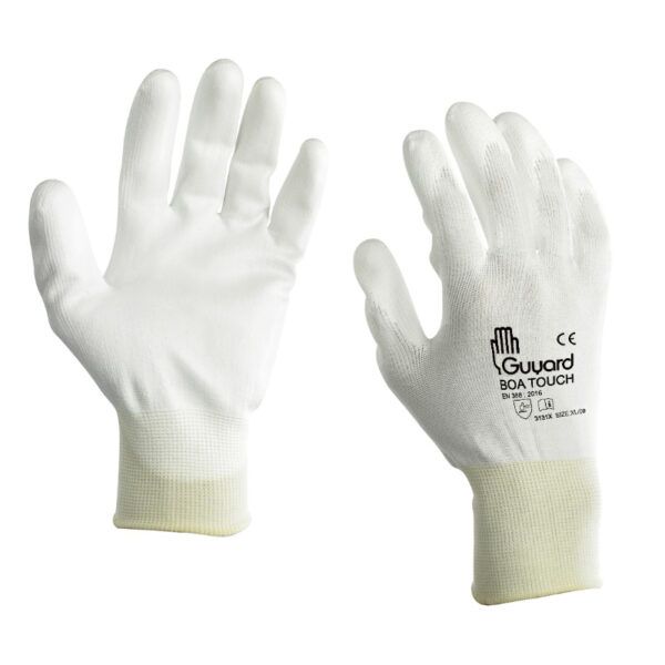 GUYARD BOA TOUCH White Polyamide Work Gloves, Size 6, Polyurethane Coating