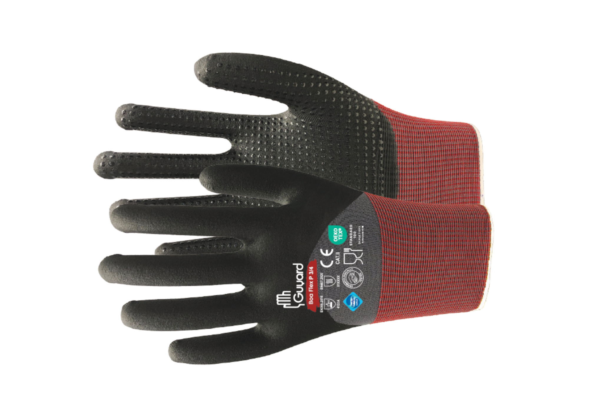 GUYARD BOA FLEX P 3/4 Black, Grey Nitrile, Nylon, Spandex Work Glove, Size 10, Nitrile Micro-Foam Coating