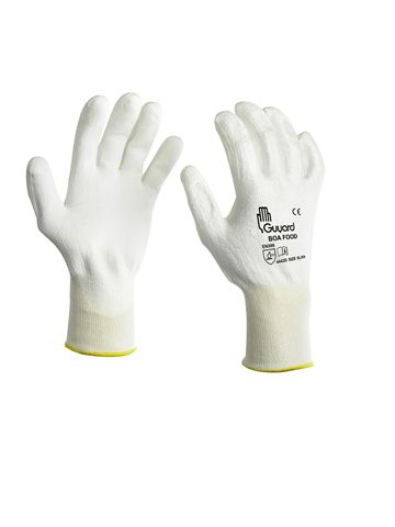 GUYARD BOA FOOD White Polyurethane Work Gloves, Size 10, Polyurethane Coating