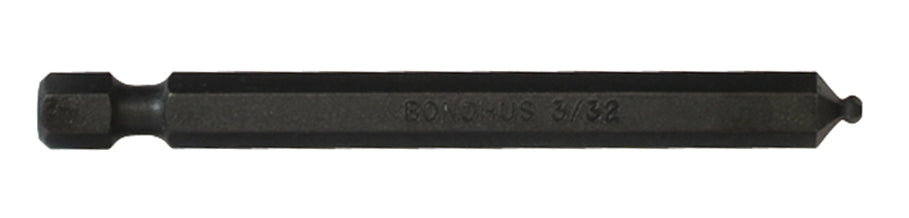 Bondhus Hex Hex Bit, 1/4 in Tip, 3/32 in Tip, Hex Drive, 76mm Overall 1-Piece