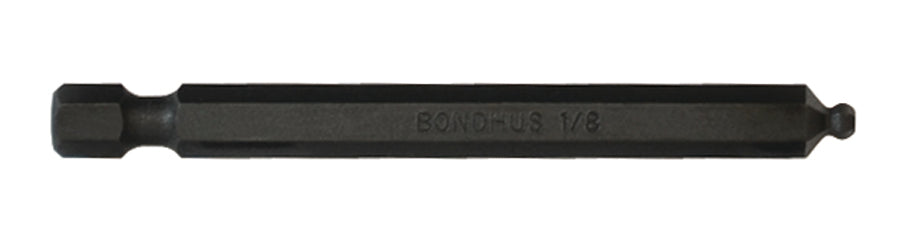 Bondhus Hex Hex Bit, 1/4 in Tip, 1/8 in Tip, Hex Drive, 76mm Overall 1-Piece