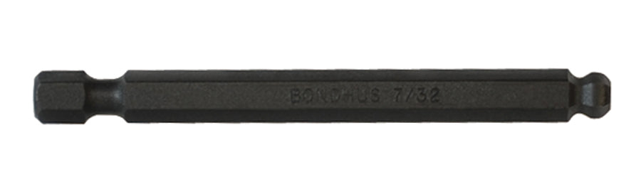 Bondhus Hex Hex Bit, 1/4 in Tip, 7/32 in Tip, Hex Drive, 76mm Overall 1-Piece