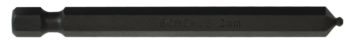 Bondhus Hex Hex Bit, 1/4 in Tip, 2 mm Tip, Hex Drive, 76mm Overall 1-Piece