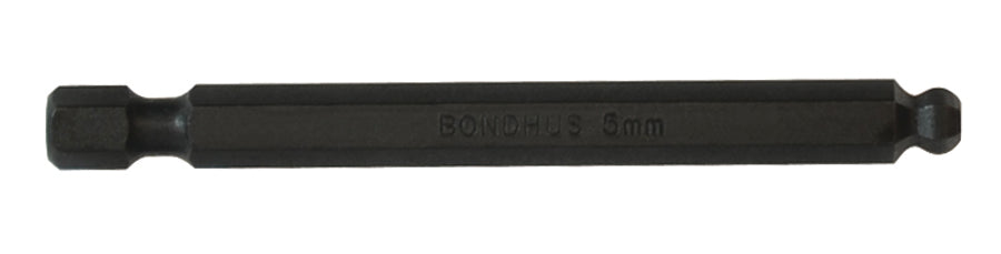 Bondhus Hex Hex Bit, 1/4 in Tip, 5 mm Tip, Hex Drive, 76mm Overall 1-Piece