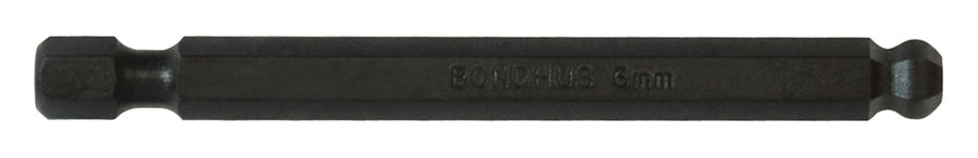 Bondhus Hex Hex Bit, 1/4 in Tip, 6 mm Tip, Hex Drive, 76mm Overall 1-Piece