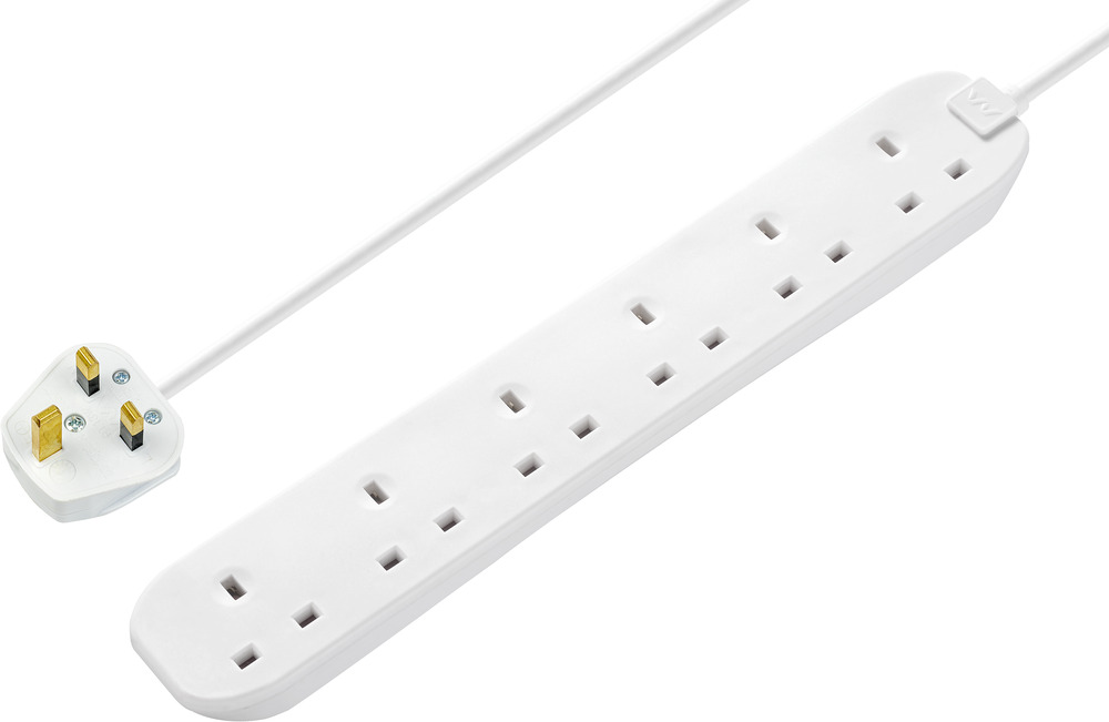 BG Electrical 2 m 6 Socket Shuttered Socket Extension Lead Extension Lead, 240V, IP20