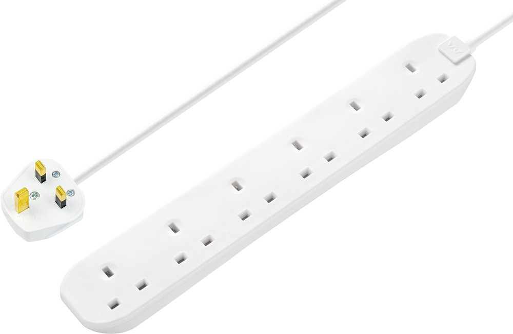 BG Electrical 3 m 6 Socket Shuttered Socket Extension Lead Extension Lead, 240V, IP20