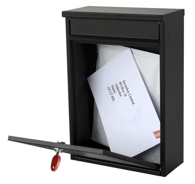 bspb-front250-rk Securikey Black Mailbox, 365 mm x 250 mm x 110 mm