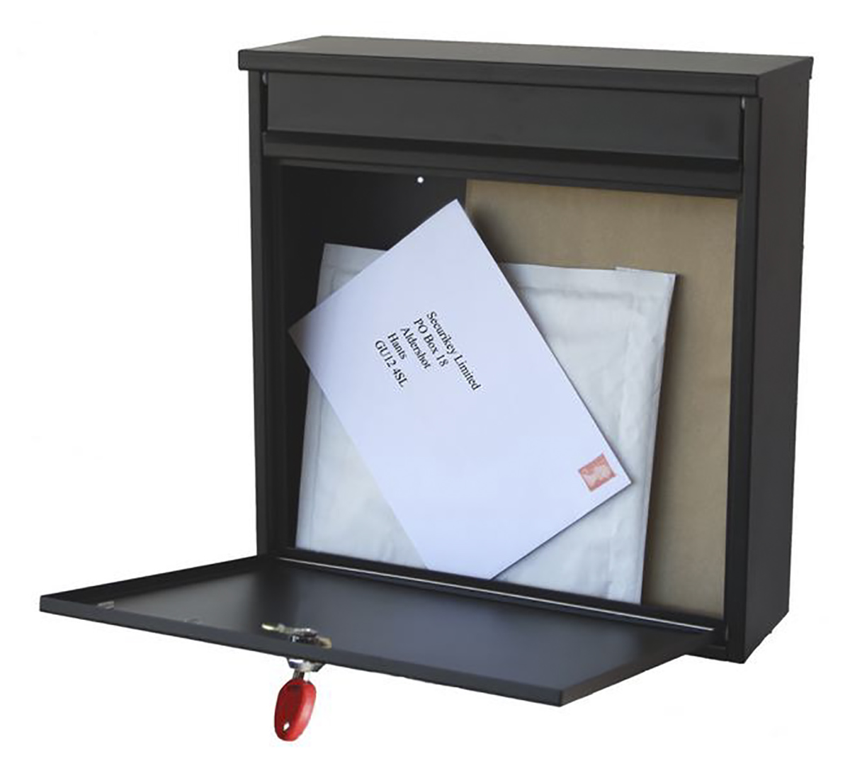 bspb-front360-rk Securikey Black Mailbox, 370 mm x 360 mm x 110 mm