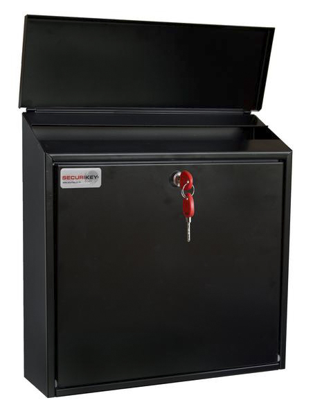 bspb-top365-rk Securikey Black Mailbox, 370 mm x 365 mm x 110 mm