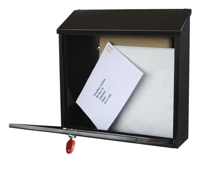bspb-top365-rk Securikey Black Mailbox, 370 mm x 365 mm x 110 mm