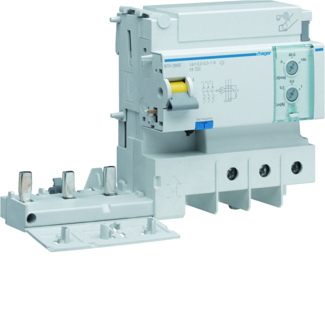 Hager BTC Series Residual Current Circuit Breaker, 125A, 3-Pole, Type AC