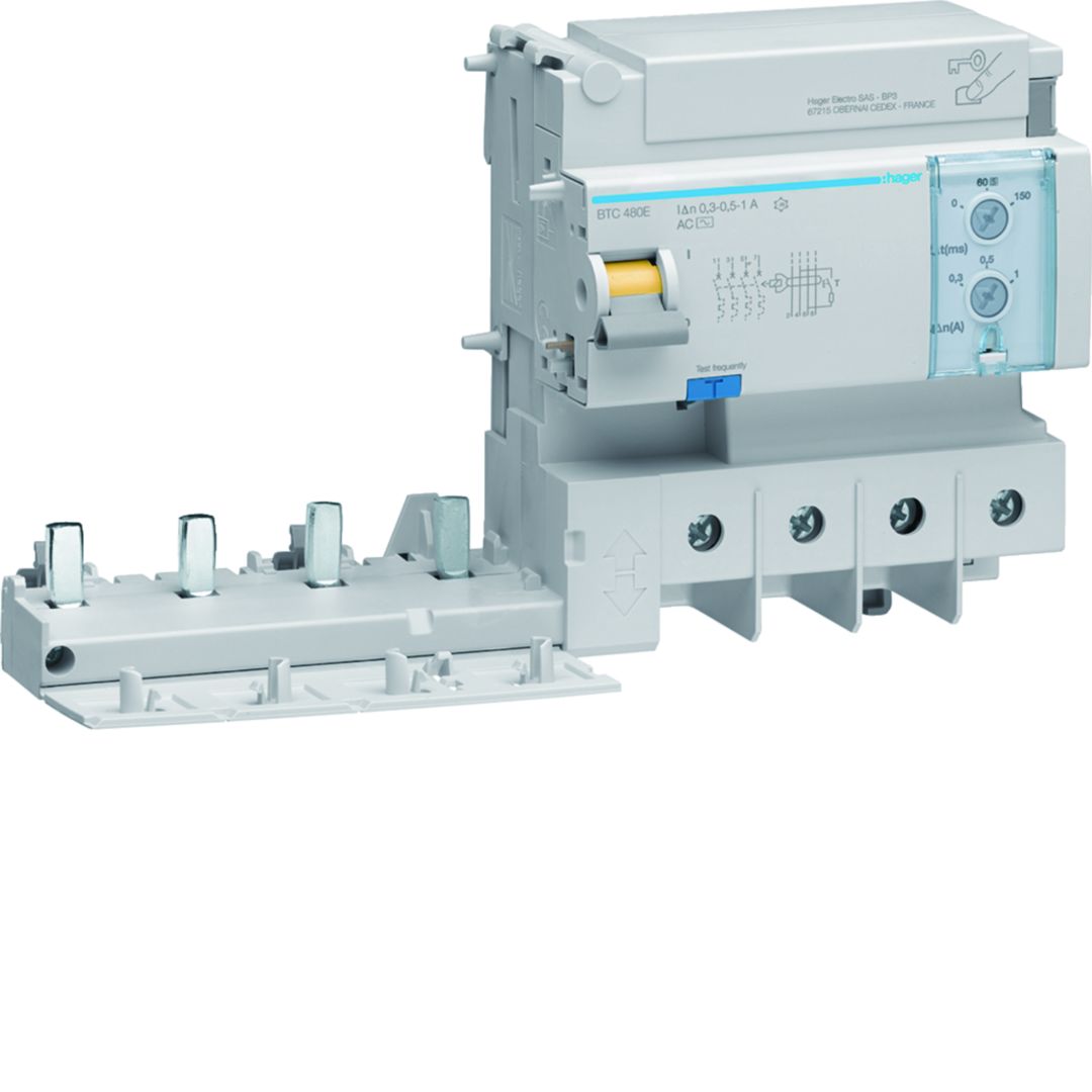 Hager BTC Series Residual Current Circuit Breaker, 125A, 4-Pole, Type AC