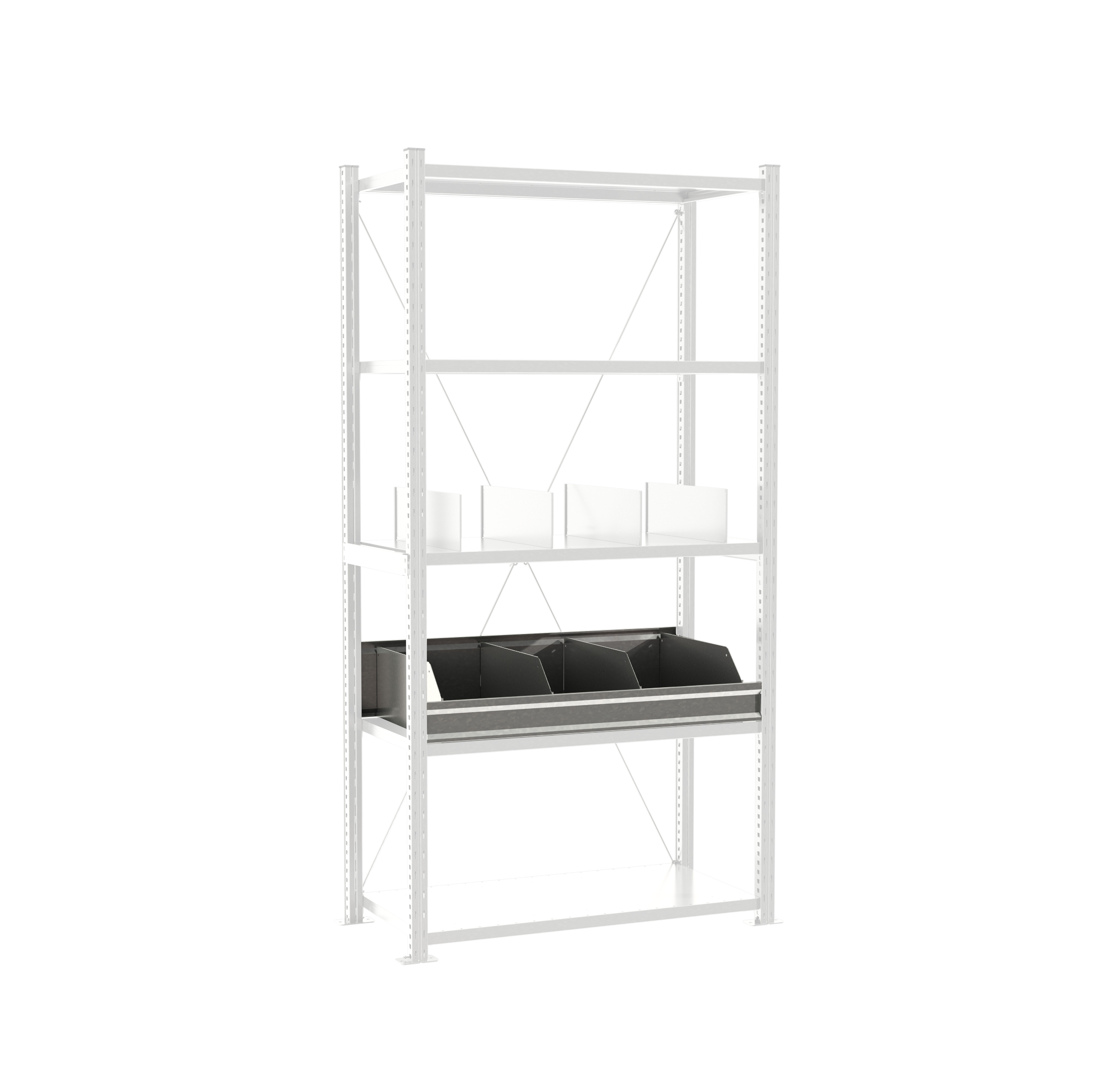 Manorga Black RAL 7040 4 Shelf Shelving System, 3000 kg Load