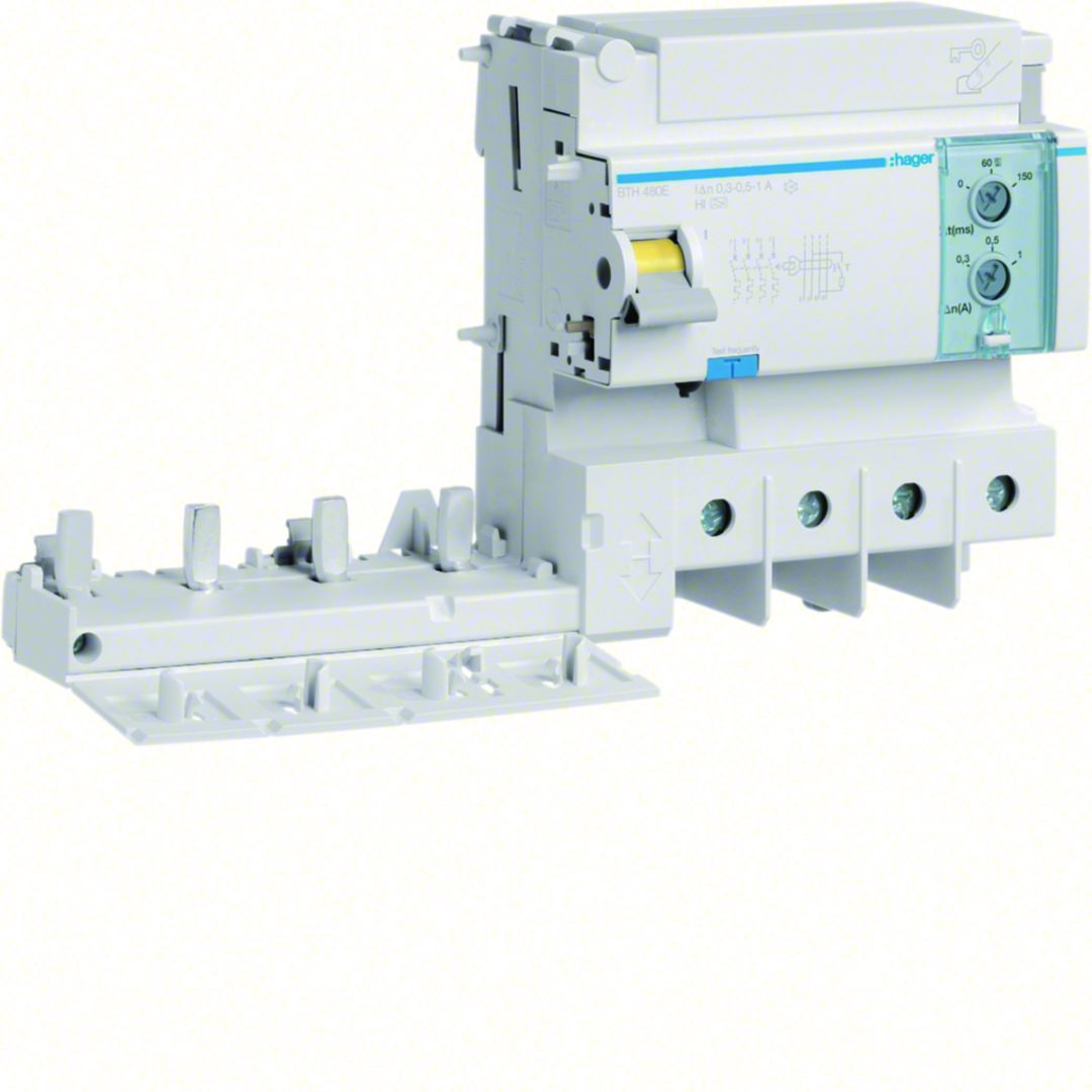 Hager BTH Series Residual Current Circuit Breaker, 125A, 4-Pole, Type A-HI