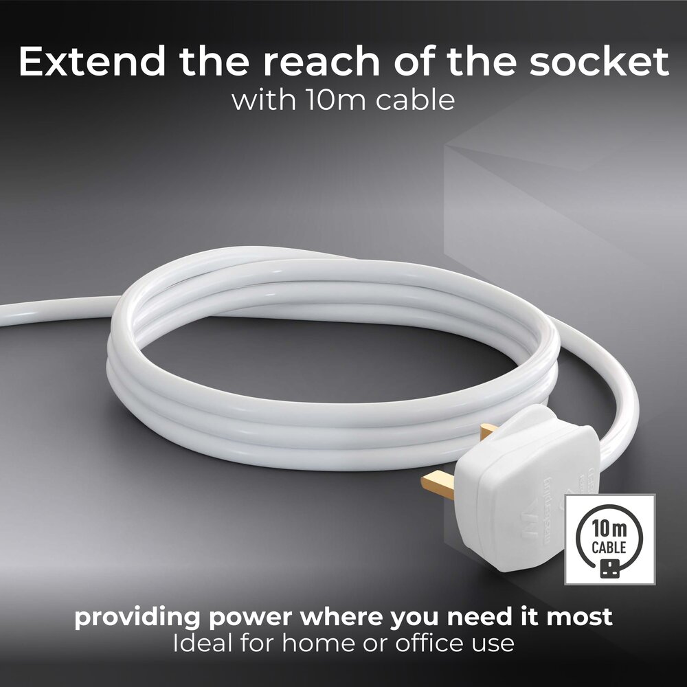 btn10n-mp BG Electrical 10 m 2 Socket Shuttered Socket Extension Lead Extension Lead, 240V, IP20