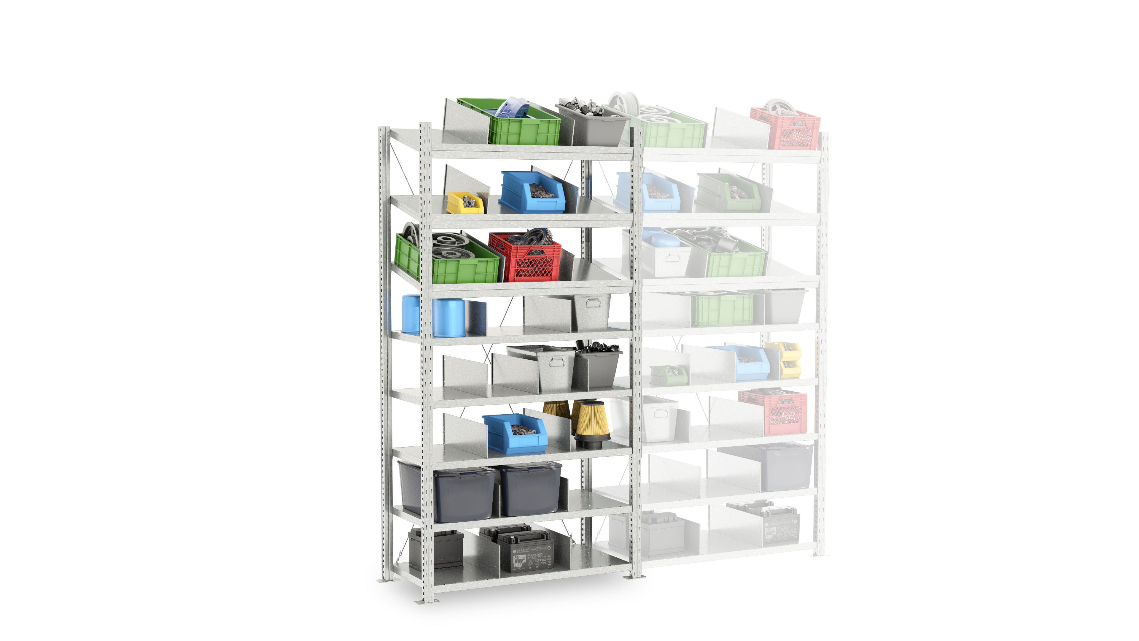 Manorga Black RAL 7040 4 Shelf Sheet Steel Galvanised Shelving System, 2000 mm x 1250mm, 3000 kg Load