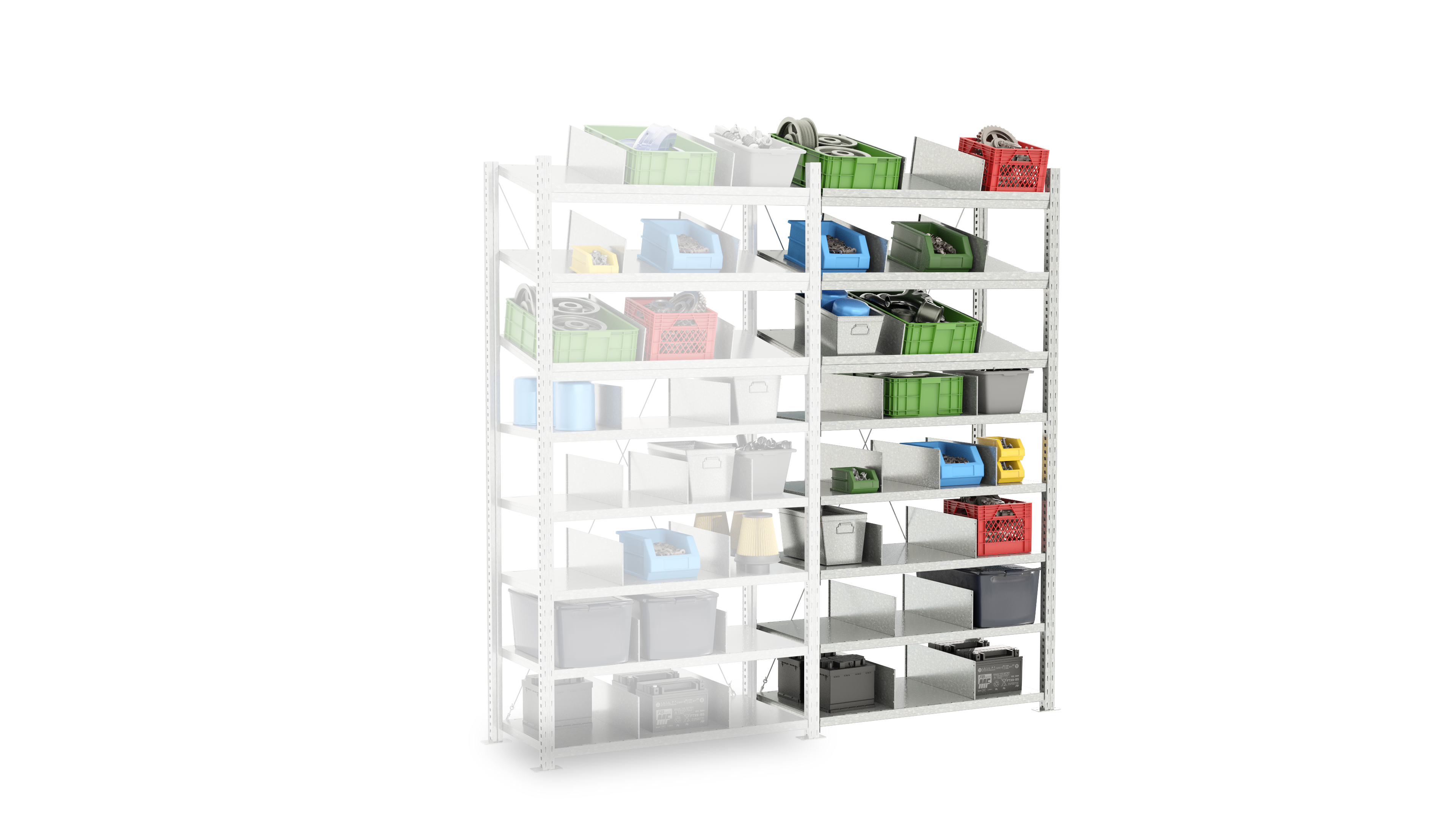 Manorga Black RAL 7040 4 Shelf Sheet Steel Galvanised Shelving System, 2000 mm x 1250mm, 3000 kg Load