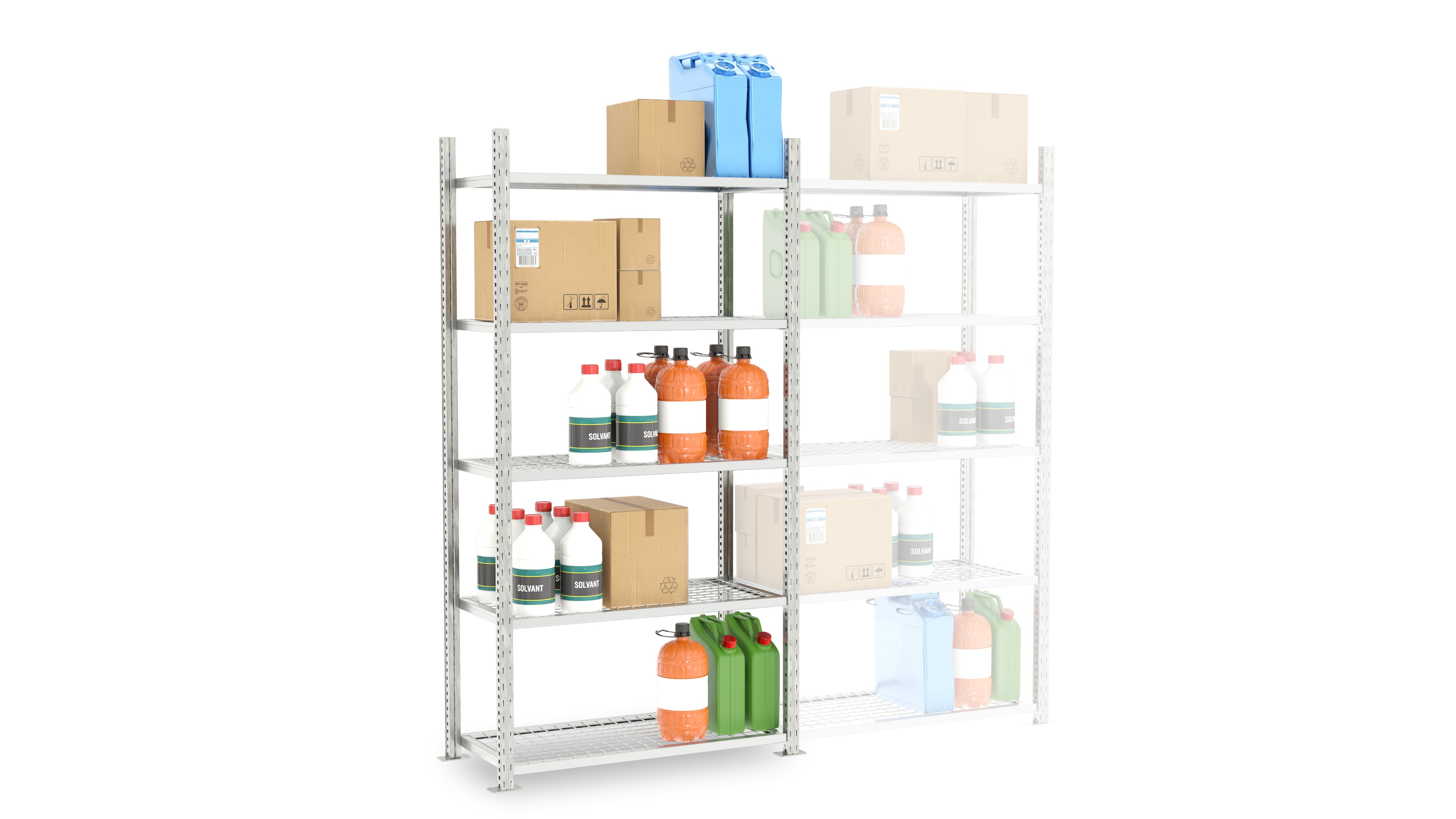 Manorga Galvanised Sheet Steel Shelving System, 2000 mm x 1250mm, 400 mm, 3000 kg Load