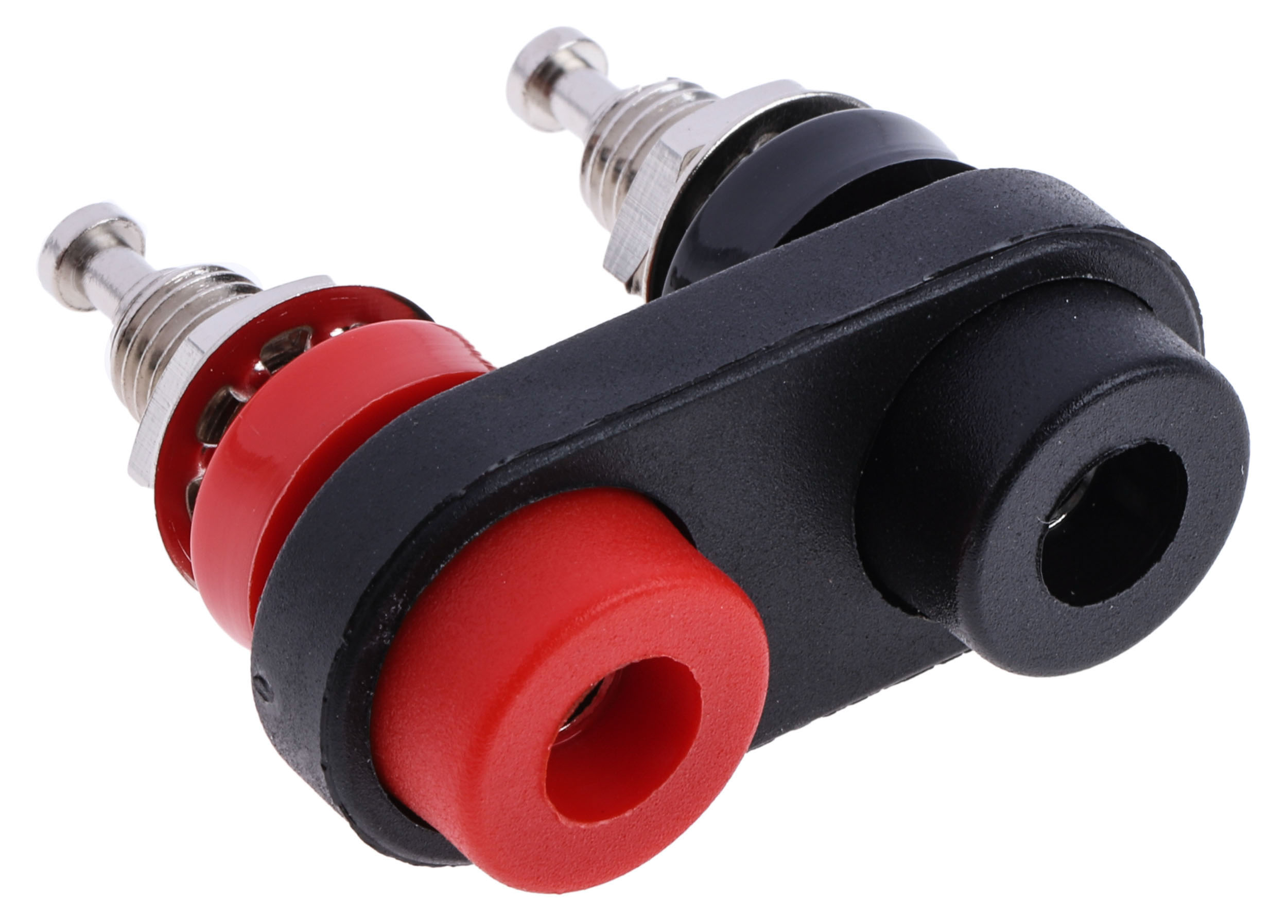 Mueller Electric, Red, Black Banana Socket With Brass Contacts and Nickel Plated