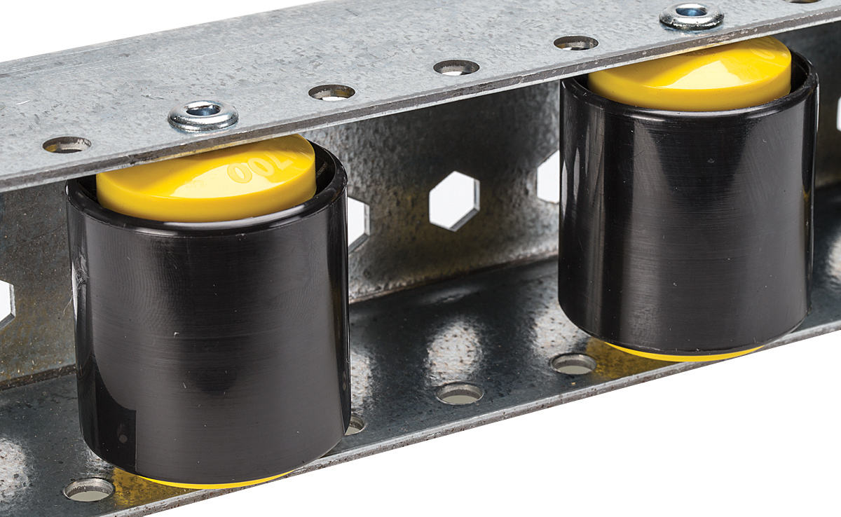 bu509wheels Interroll Roller Track, Heavy Duty, 50 mm Diameter, 51.3 mm Width, 962 mm x 74 mm