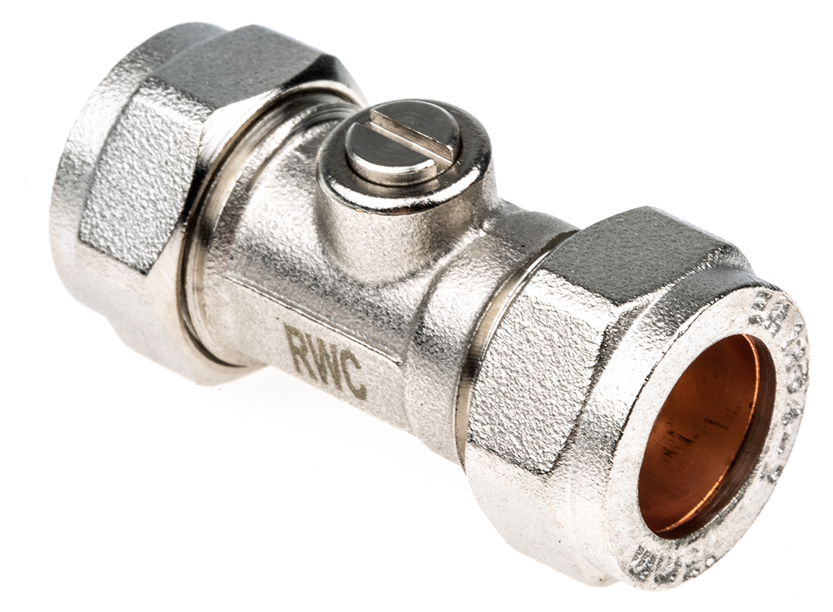 Reliance Water Controls Nickel Plated Brass Compression Compression Ball, BS 1 bar, Ball Valve