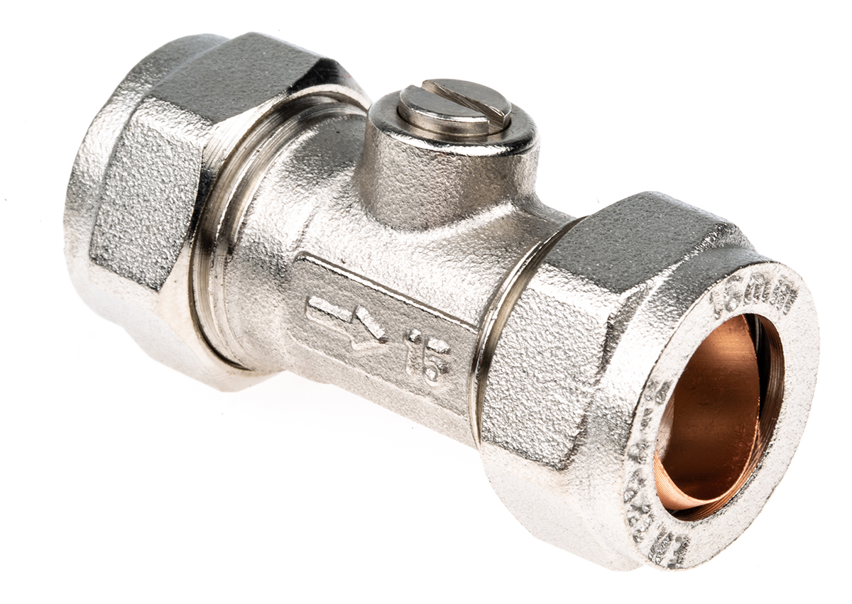 bval201002 Reliance Water Controls Nickel Plated Brass Compression Compression Ball, BS 1 bar, Ball Valve
