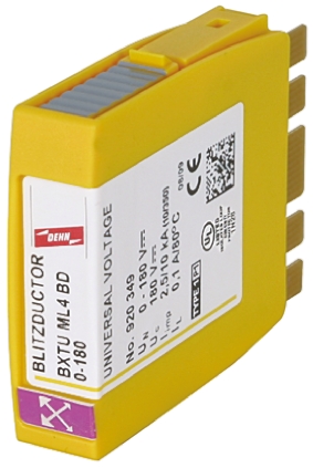 Dehn, BXTU Surge Arrester 180 V dc, 127V ac Maximum Voltage Rating 20 kA Maximum Surge Current Lightning Arrester