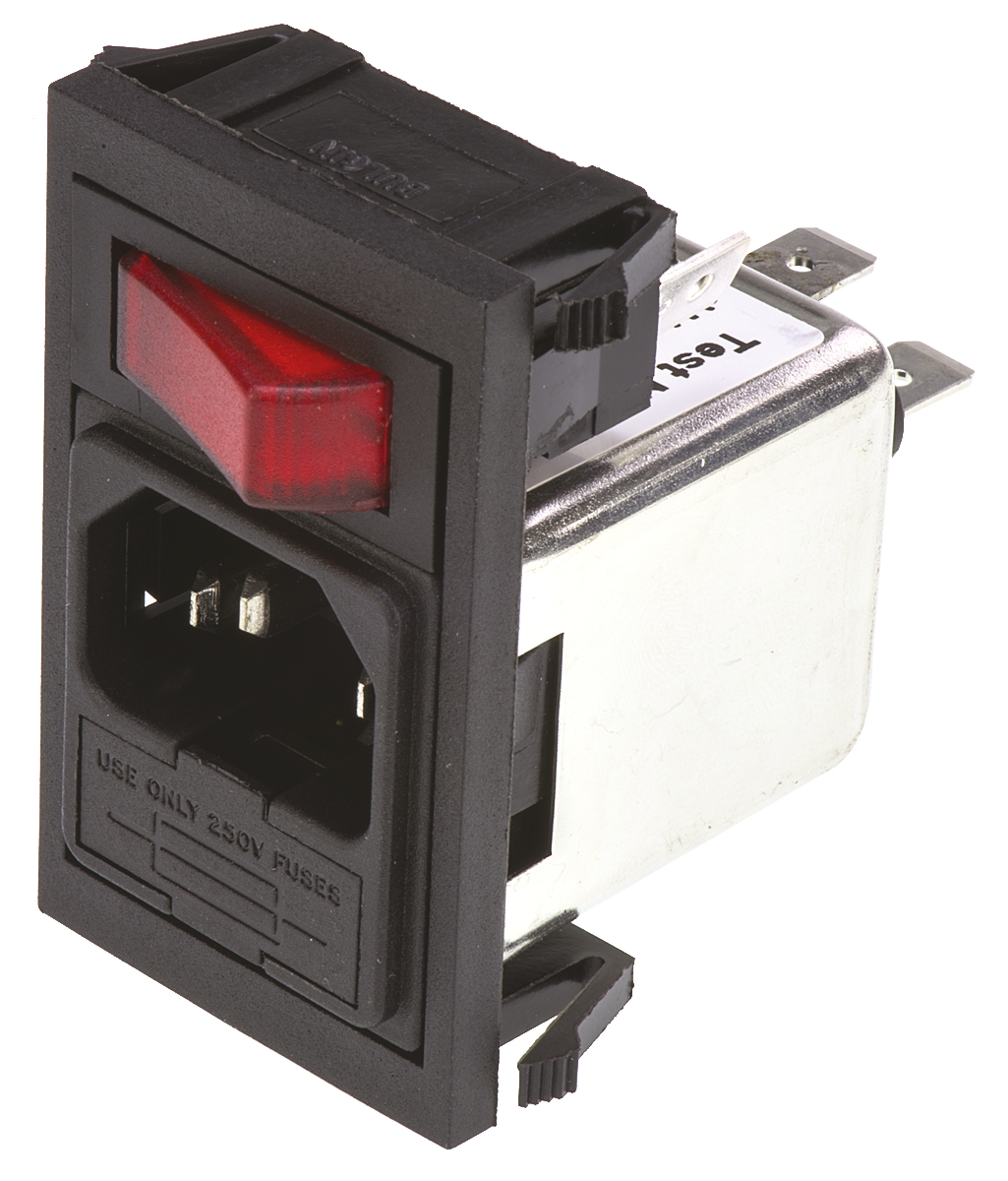 Bulgin BZV01/A0620/02, 250V ac 6A Snap-in IEC Filter Male 1 Pole 1 Fuse